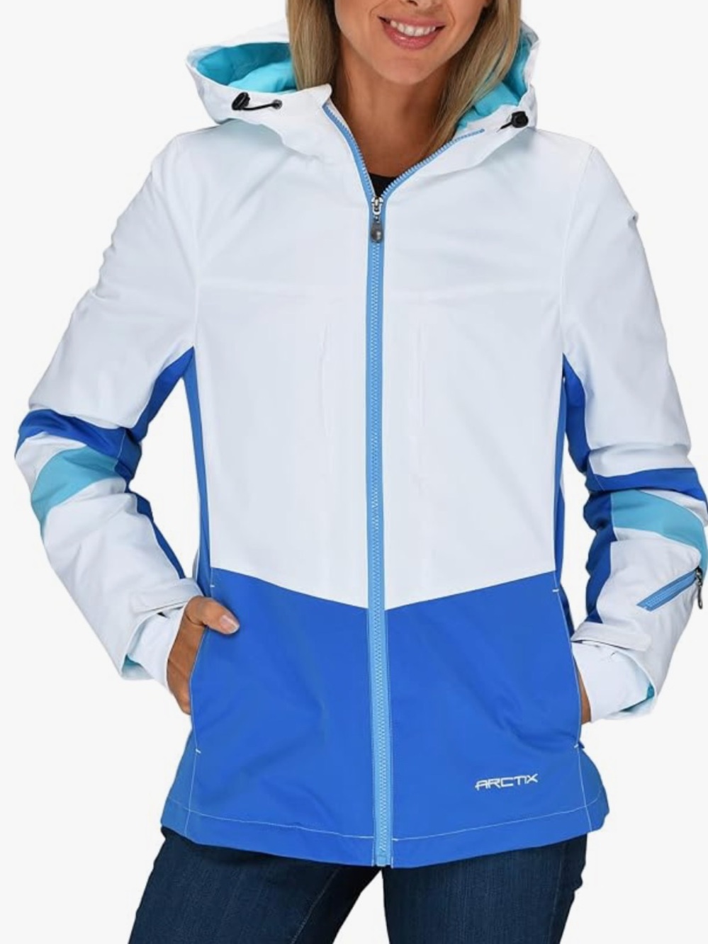 New Arctix White & Blue Hooded Winter Jacket